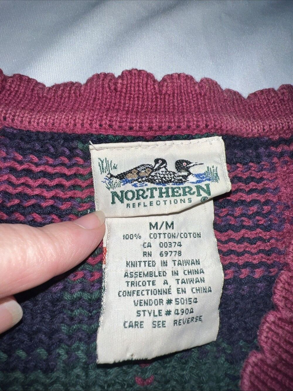 Vintage 90's Northern Reflections Cotton Pullover Sweater Women's Medium Purple - Picture 2 of 9